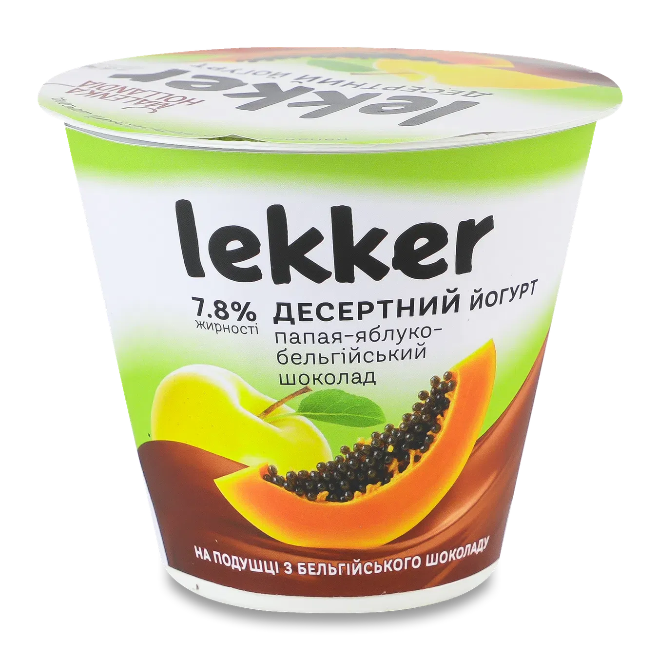 Йогурт Lekker папая-яблуко-бельгійський шоколад 7.8% - Фото 1
