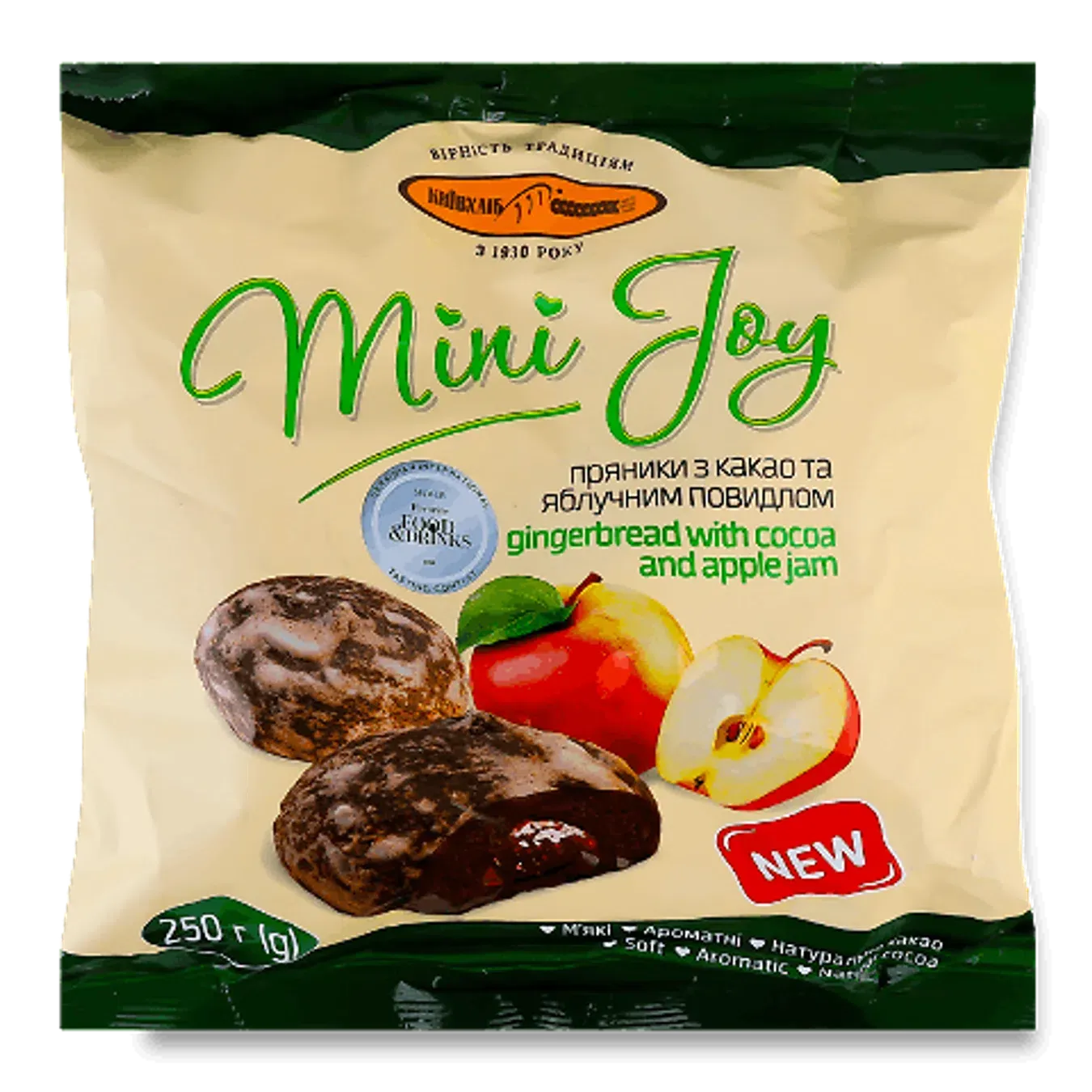 Пряники Київхліб Mini Joy з какао та яблучн повидл - Фото 1