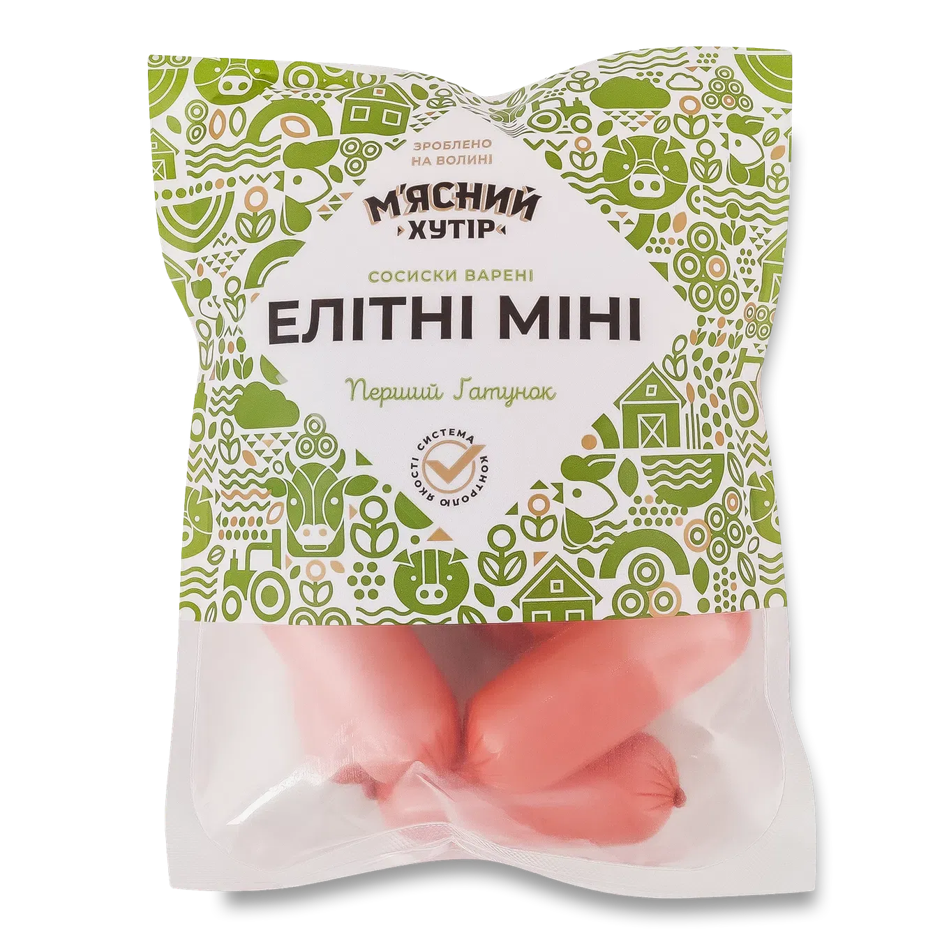 Сосиски «М'ясний хутір» «Елітні» міні п/а 1-й ґатунок - Фото 1