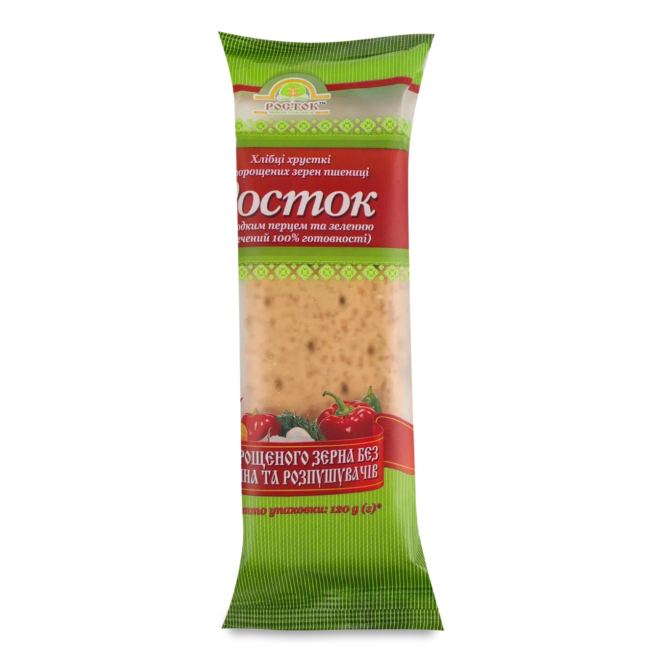 Хлібці «УкрЕкоХліб» «Росток» з зерен пшениці з солодким перцем та зеленню - Фото 1
