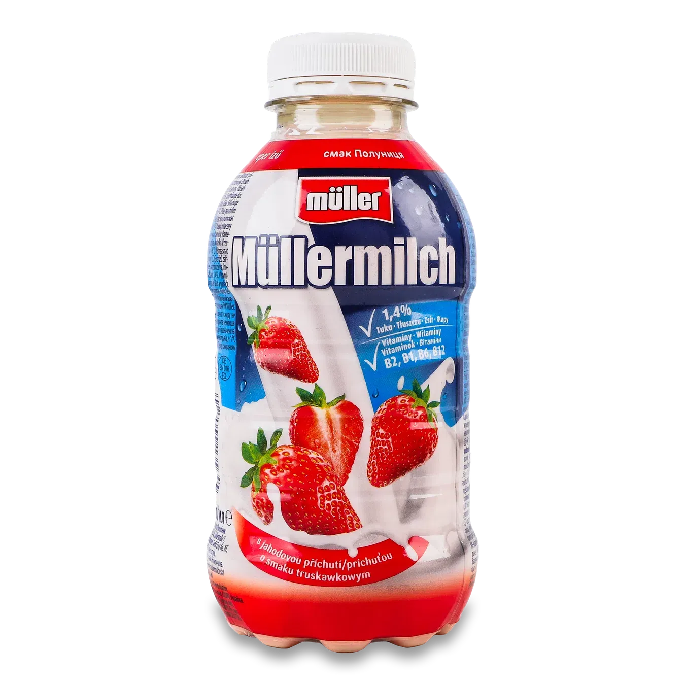 Напій молочний Mullermilch зі смаком полуниці 1,4% - Фото 1