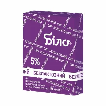 Сир кисломолочний 180 г Біло 5% безлактозний еколін - Photo 1