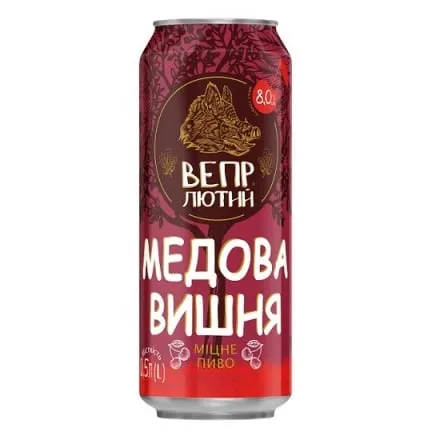 Пивo 0,5 л Вепр Лютий Медова Вишня ж/б - Photo 1