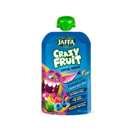 Пюре фруктове 100 г Jaffa смузі з бананів, яблук, чорниці та полуниці зі злаками дой /пак - Photo 1