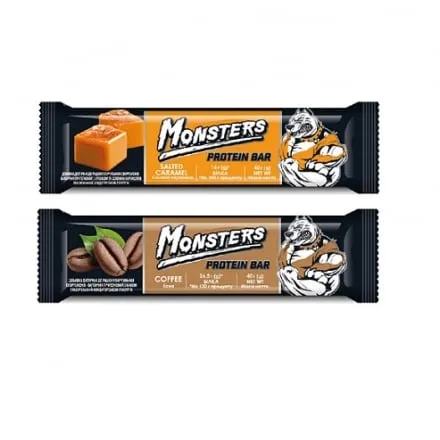 Батончик 40 г Monsters протеїнов.глазурован. (з кавою, з арахісом та солоною карамеллю) м/уп - Photo 1