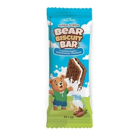 Тістечко бісквітне 50 г Своя Лінія Bear biscuit bar з шоколадно-молочним смаком м/уп - Photo 1
