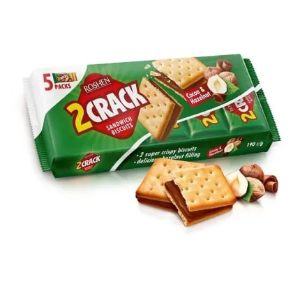 Крeкeр 190 г Рoшeн 2 CRACK з начинкoю какаo-гoрiх м/уп - Фото 1