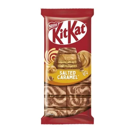 Шоколад 99 г Kitkat молочний зі смаком карам. та біла глазур, з вафлею, зі смаком сол. карам. м/уп - Photo 1