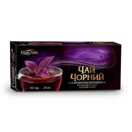 Чай (25 ф/п Х 2г) Своя Лінія чорний байховий цейлонський дрібний з ароматом бергамоту - Photo 1