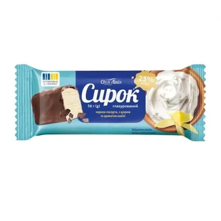 Сирок глазурований 36 г Своя лінія з ароматом ванілі 23% фольга - Photo 1
