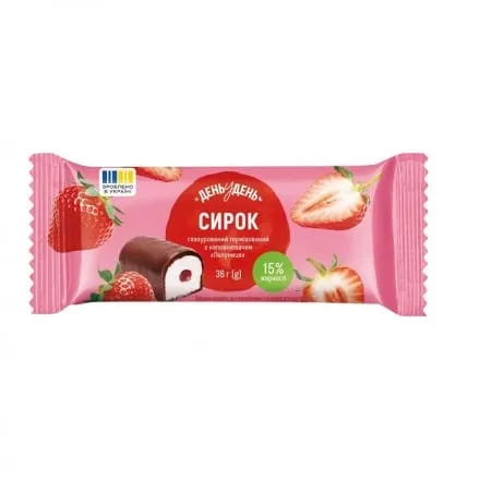 Сирок глазурований 36 г День у День Полуниця 15% фольга - Photo 1