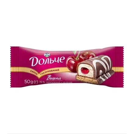 Сирок глазурований 50г Дольче на печиві з вишнею 15% - Photo 1