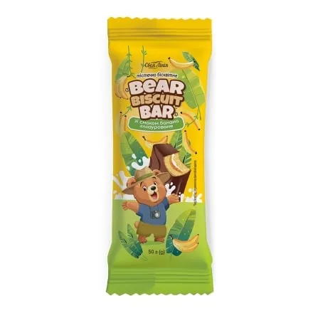 Тістечко бісквітне 50 г Своя Лінія Bear biscuit bar глазурований зі смаком банана м/уп - Photo 1