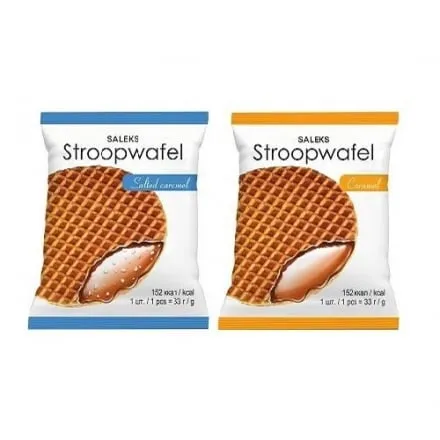 Вафлі 33 г Saleks Stroopwafel з карамельною та з солоною карамельною начинкою м/уп - Photo 1