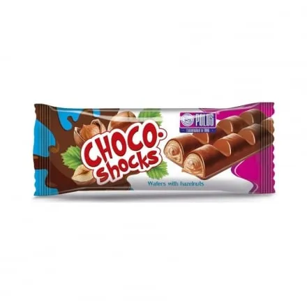 Вафлі 40 г Polus Choco-Shocks з горіхом фундук, солоною карамеллю - Photo 1