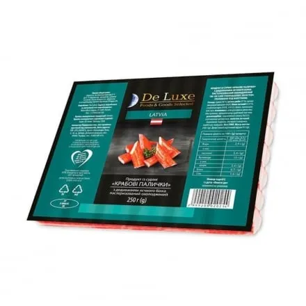Крабові палички 250 г De Luxe Foods&Goods Selected 40% охолоджені п/етилен, , Латвія - Photo 1