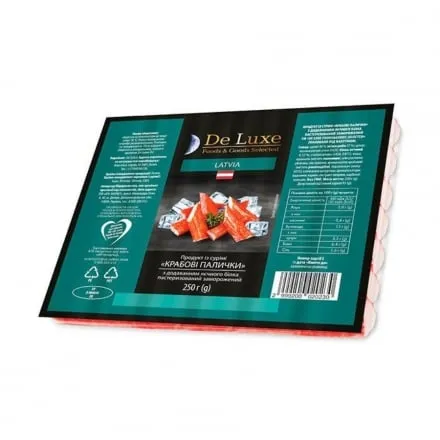 Крабові палички 250 г De Luxe Foods&Goods Selected 40% заморожені п/етилен, , Латвія - Photo 1