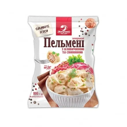 Пельмені 0,8 кг Ласунка з яловичиною та свининою п/ет - Фото 1