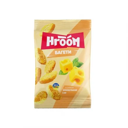 Сухарики 60 г HROOM багетні зі смаком Французький сир м/уп - Photo 1