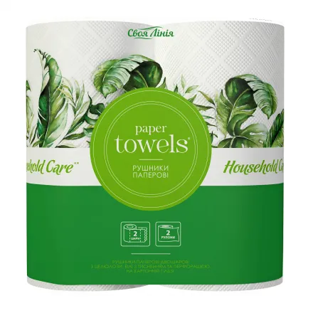 Рушники паперові 2 шт Своя лінія 2-шарові білі - Фото 1