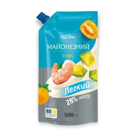 Майонезний соус 0,5 кг Своя лінія Легкий 28% д/пак - Photo 1