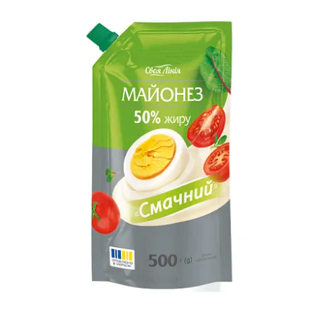 Майонез 0,5 кг Своя лінія 50% Смачний д/пак - Photo 1