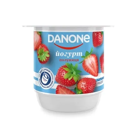 Йогурт 115 г Danone Полуниця 1,2% п/стакан - Photo 1