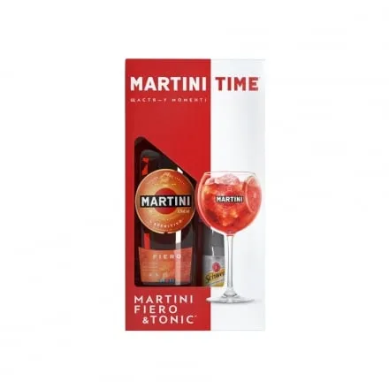 Набір Вермут 0,75 л Martini Fiero червоний десертний 14,9% + Напій 1л Schweppes Tonic - Photo 1