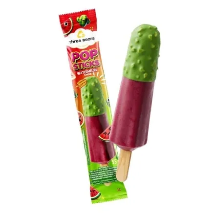 Морозиво 55 г Три Ведмеді "Pop sticks" зі смак. "watermelon" замороженний лід ескімо п/ет - Photo 1
