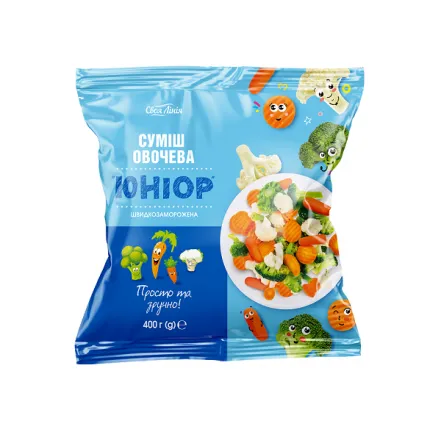 Сумiш овочeва 400 г Своя Лiнiя "Юнiоp" швидкозаморожена (P) п/eт - Фото 1