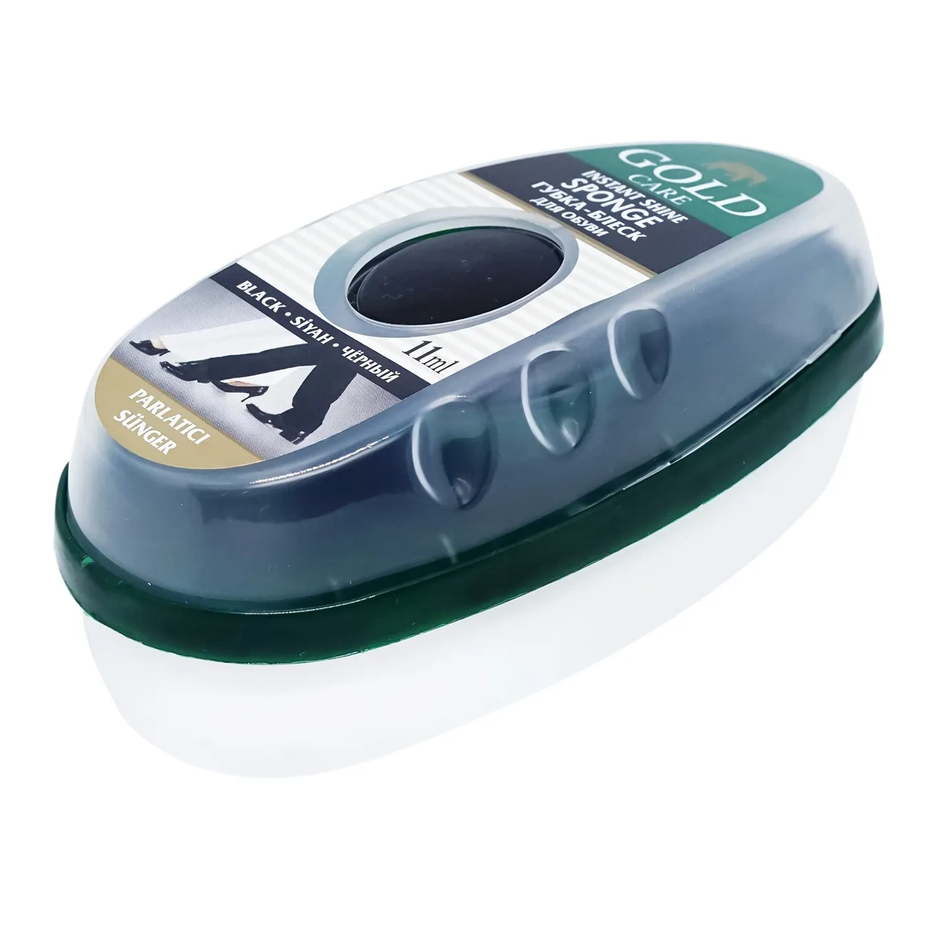 Губка Gold Care для блиску взуття зі змінним балончиком чорна 11мл - Фото 1