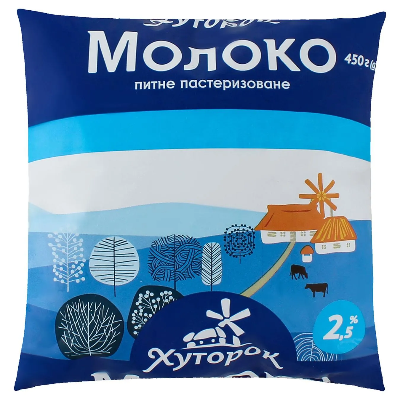 Молоко Хуторок пастеризоване 2,6% 450г - Фото 1