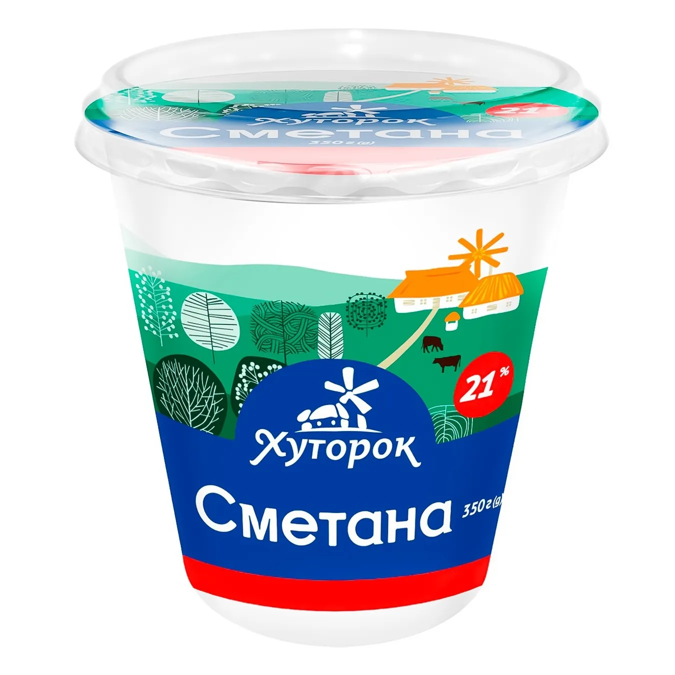 Сметана Хуторок 21% 350г - Фото 1