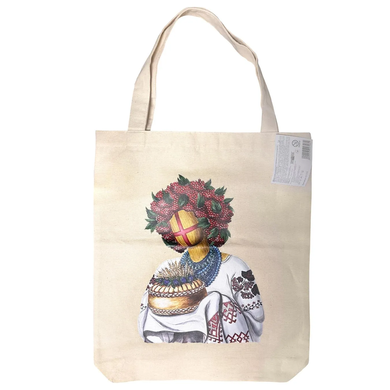 Сумка-шопер з дном Strateg біла 44х40х8 см Мотанка 61225 - Фото 1