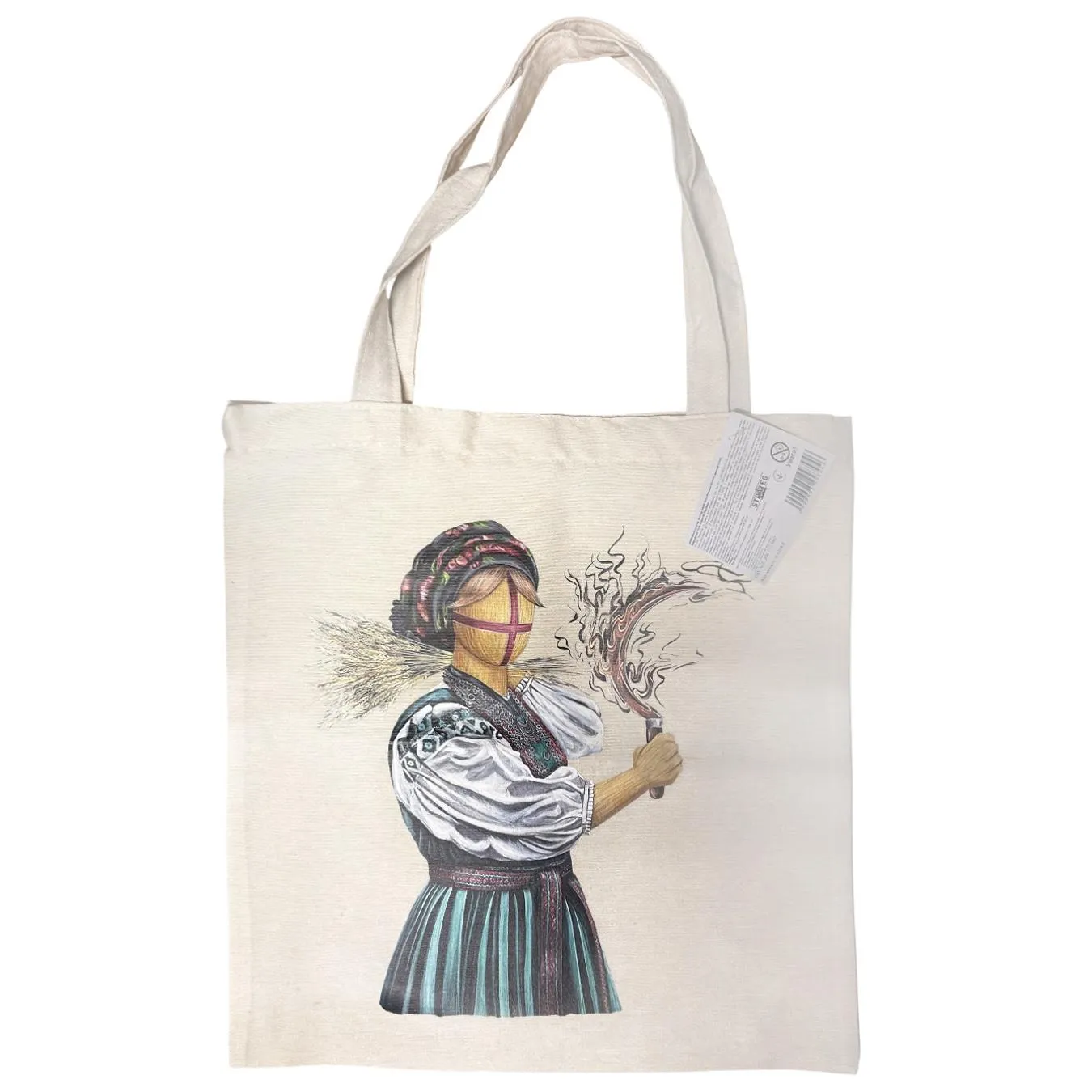 Сумка-шопер Strateg 38х40 см біла Мотанка 61043 - Фото 1