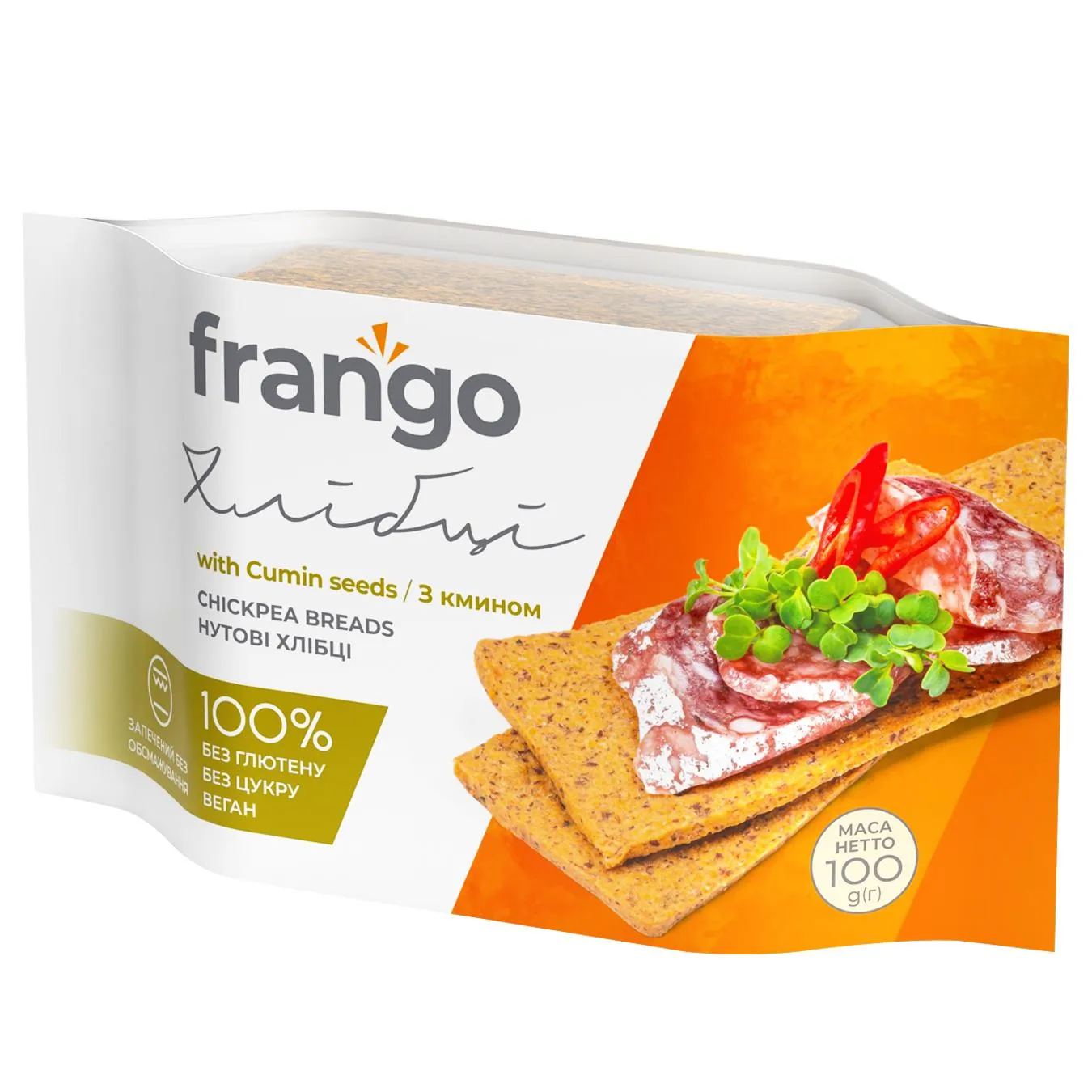 Хлібці Frango нутові з кмином 100г - Фото 1