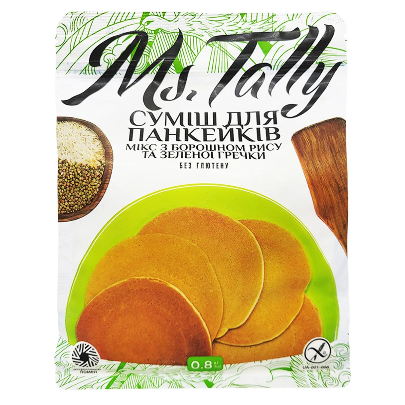 Cумiш для панкейкiв Ms.Tally мiкс з борошном рису та зеленої гречки 0,8кг - Фото 1