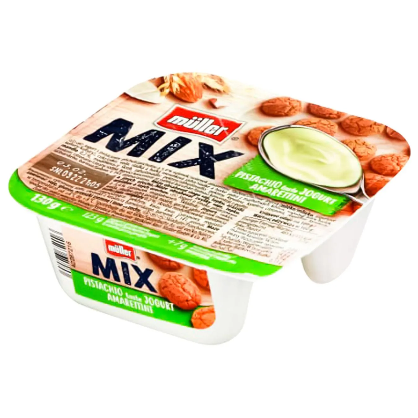 Йогурт Muller Фісташка з печивом амореттіні 130г - Фото 1