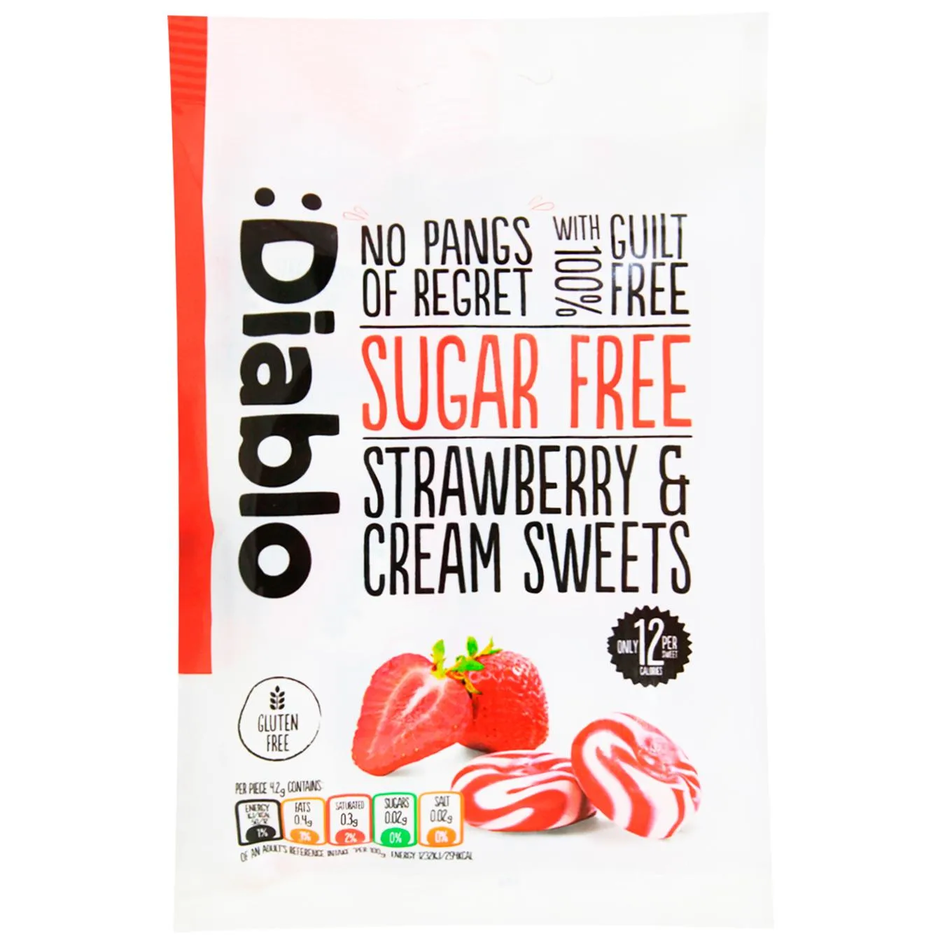 Карамель Diablo Полуниця-вершки без цукру 75г - Фото 1