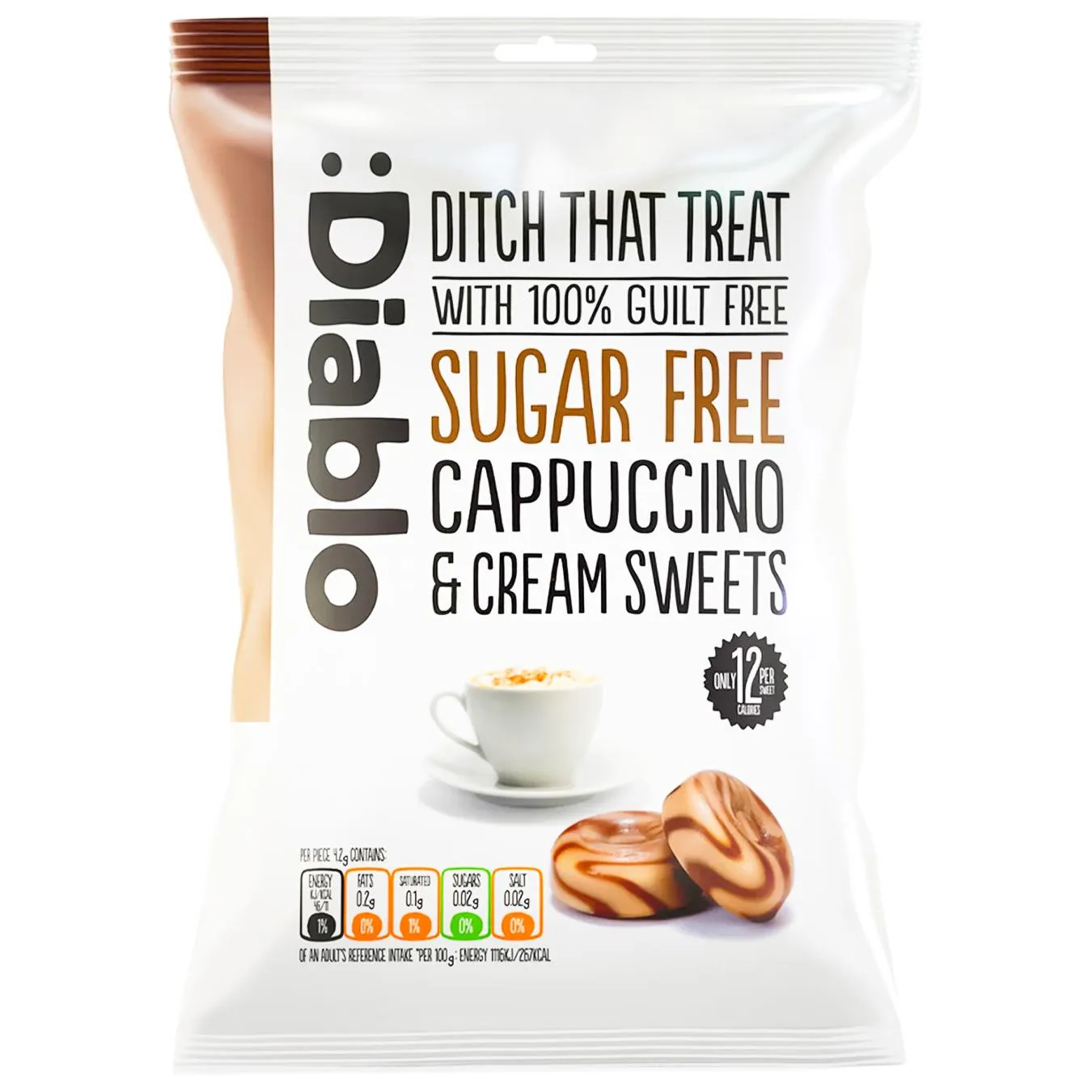 Карамель Diablo Капучино-вершки без цукру 75г - Фото 1