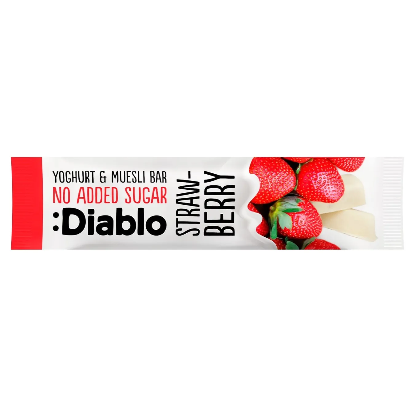 Батончик Diablo мюслі з полуницею вкритий йогуртом без цукру 30г - Фото 1