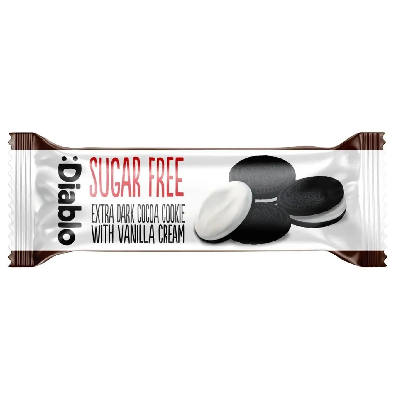 Печиво Diablo екстра темне з ванільним кремом без цукру 44г - Фото 1