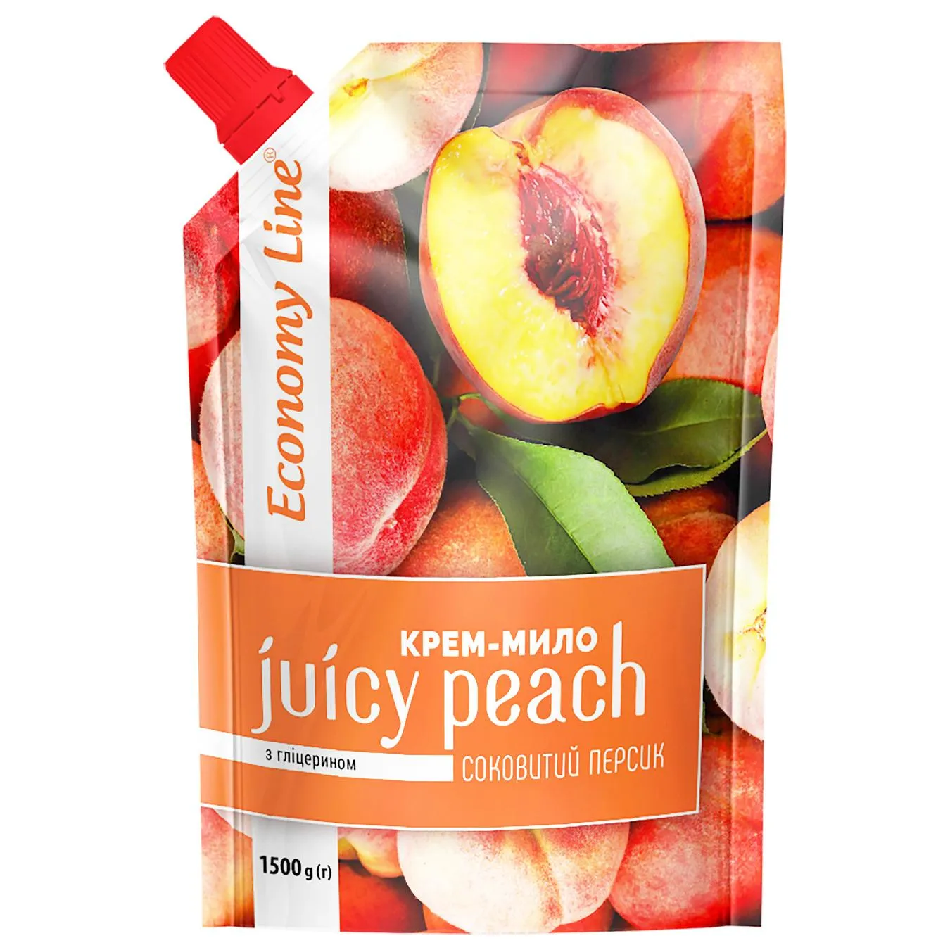 Крем-мило Economy Line Персик з гліцерином 1,5л - Фото 1