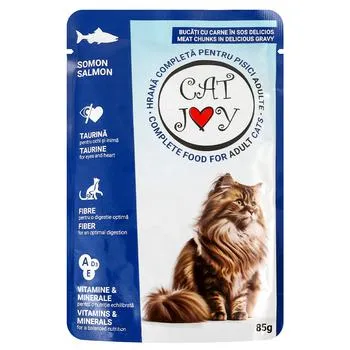 Корм вологий Cat Joy з лососем для дорослих котів 85г - Фото 1