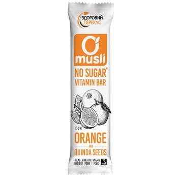 Батончик-мюслі Здоровий перекус Апельсин-кіноа 25г - Фото 1