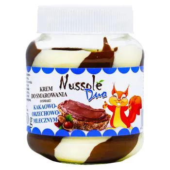 Паста Nussole Duo шоколадна з горіхово-молочним смаком 350г - Photo 1