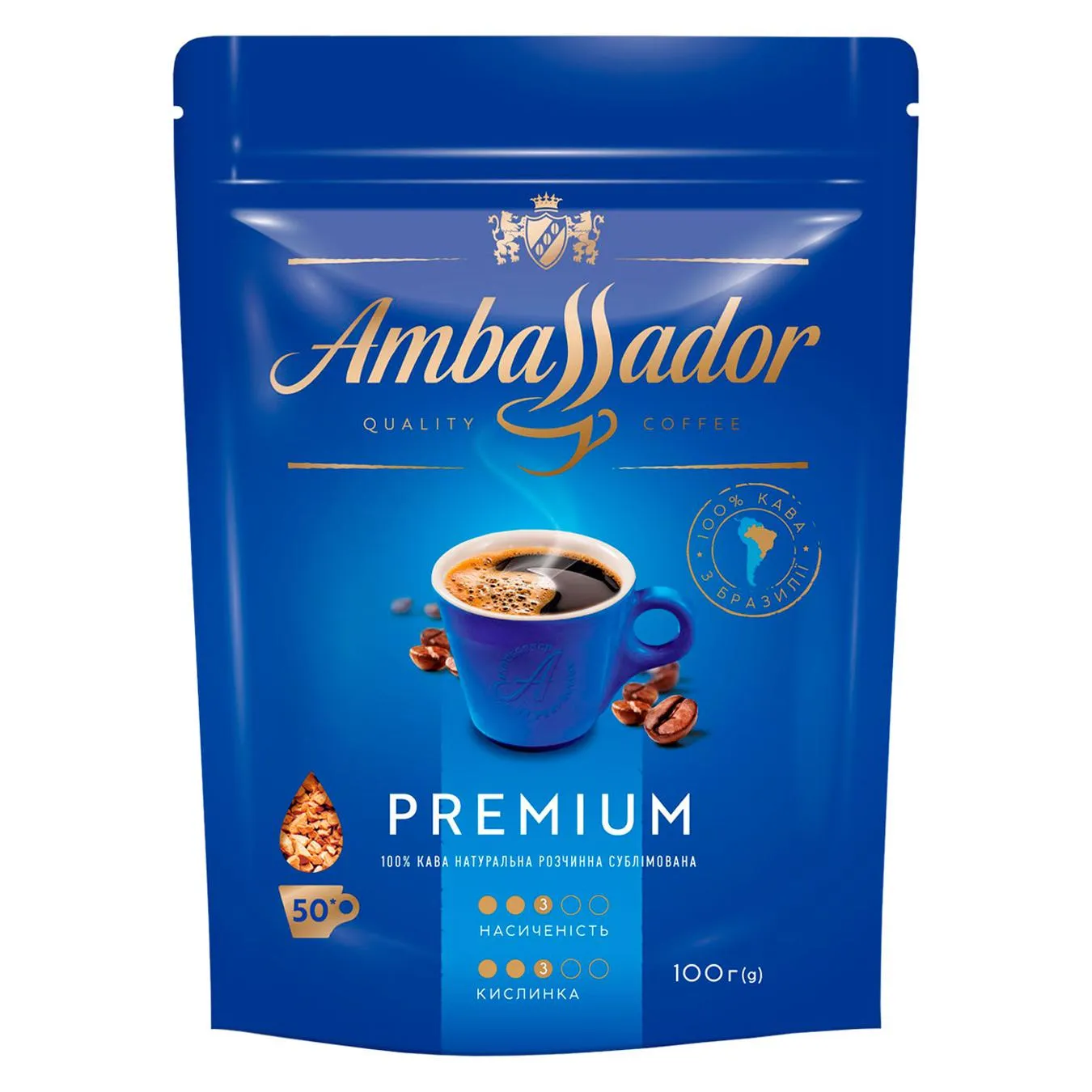 Кава розчинна Ambassador Premium 100г - Фото 1