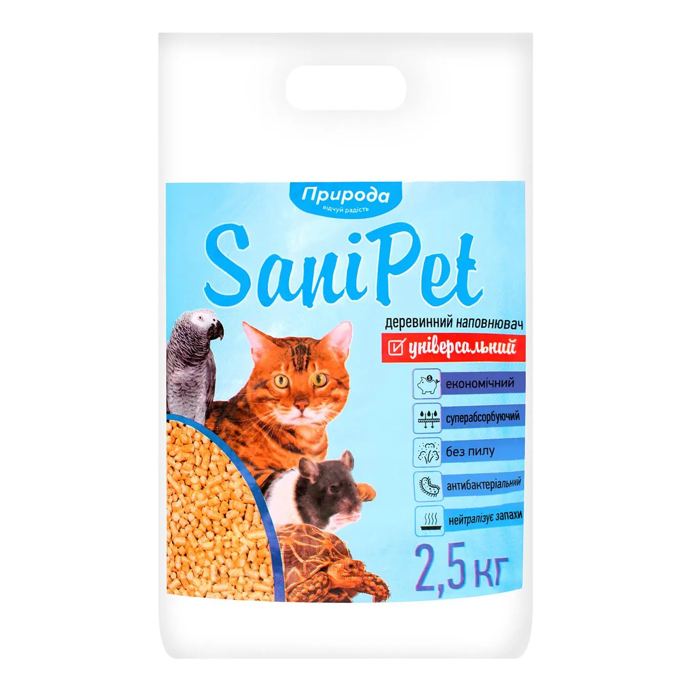 Наповнювач гігієнічний Природа Sani Pet універсальний деревинний 2,5кг - Фото 3
