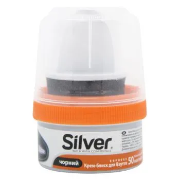 Крем-блиск Silver чорний для взуття 50мл - Фото 1