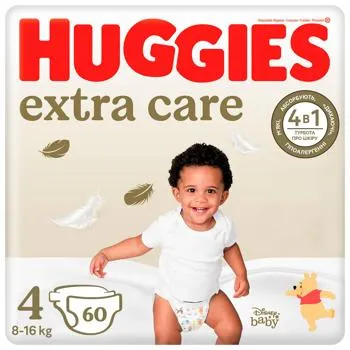 Підгузки Huggies Extra Care 4 8-16кг 60шт - Фото 4